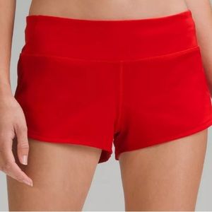 Red Lululemon Speed Up Low Rise Shorts Size 2